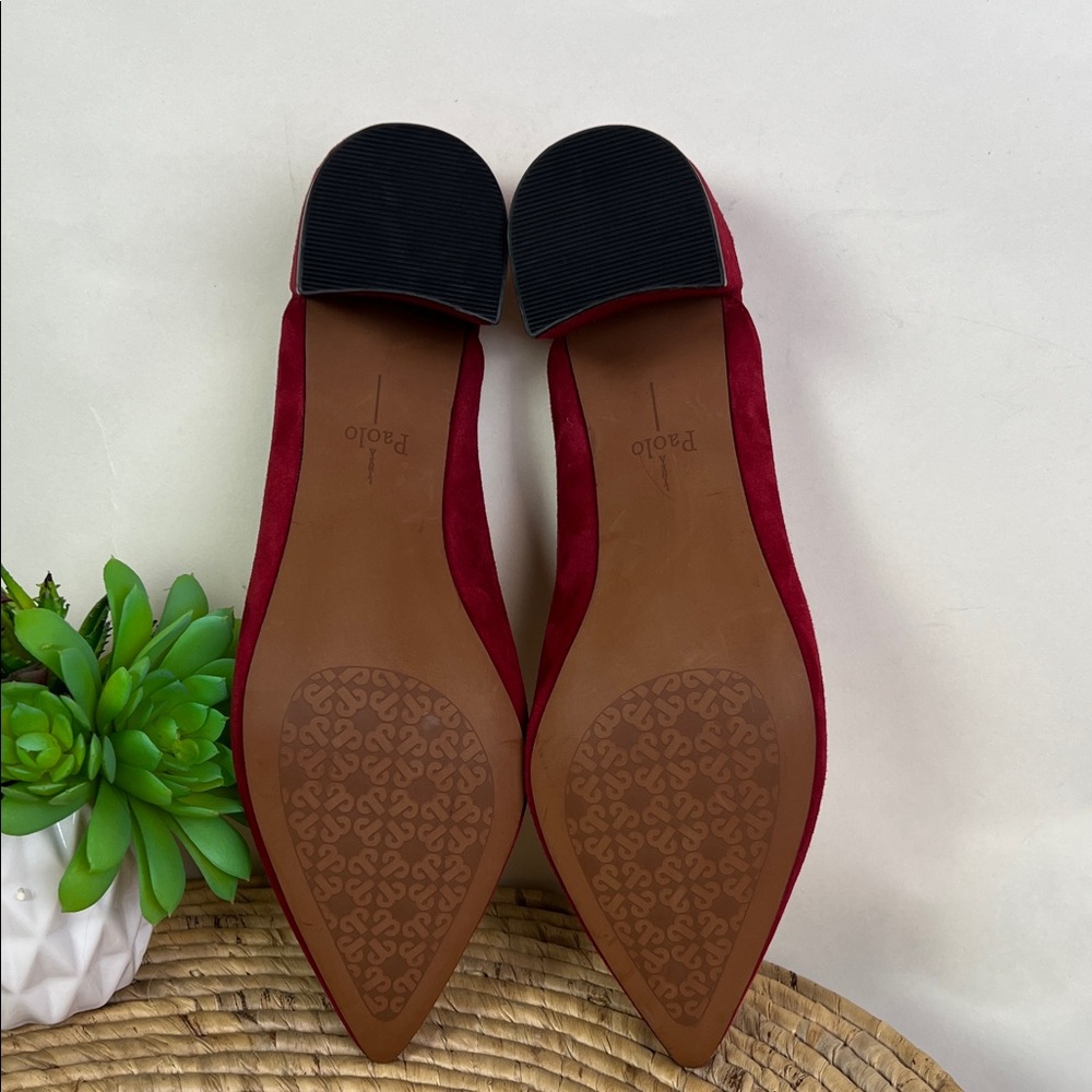Linea Paolo Zadie Aurora Red Kid Suede Block Mule 8 - Picture 7 of 9